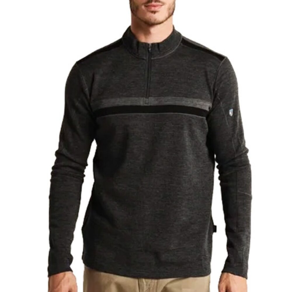 Kuhl 100% Merino Downhill Racr 1/4-Zip Long Sleeve Sweater S Charcoal 3097